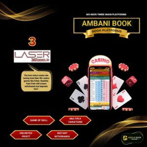 Ambani Book guide showing online gaming, sports betting and live casino features